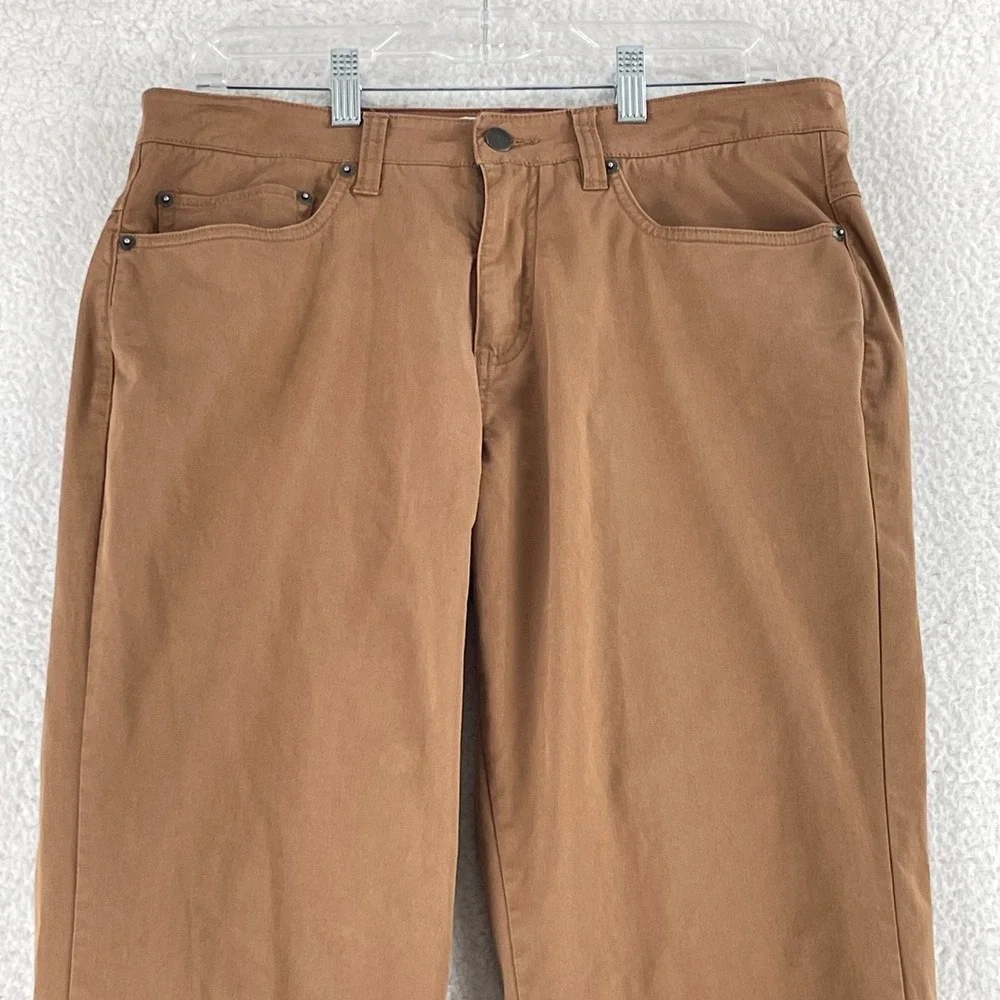 Bridge & Burn Brown Organic Cotton Chino Pants Mens Straight Leg Casual Size 32R